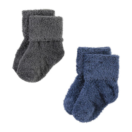Hudson Baby Chaussettes riches en coton pour nouveau-nés et chaussettes en tissu éponge unisexe, bleu gris uni, 0-6 mois, bleu gris uni, lot de 8 chaussettes chenille, 0-6 mois