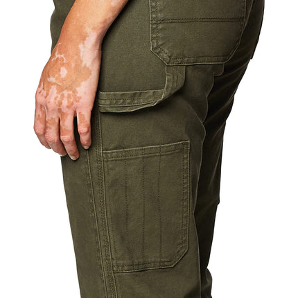 Dickies Women's Stretch Duck Double Front Carpenter Pant, Rinsed Moss Green, 8