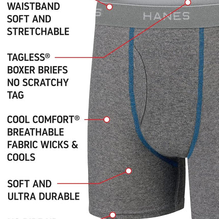 Hanes Boys' Underwear Boxer Briefs Or Briefs Pack, 8 Or 12 Pack, Cotton Stretch Underwear for Boys & Toddler Boys, Solids/Prints Assorted, S