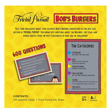 USAOPOLY Trivial Pursuit Bob's Burgers (Quickplay Edition) | Bob's Burgers Trivia Game Questions | 600 Questions & Die in Travel-Sized Container | Officially Licensed