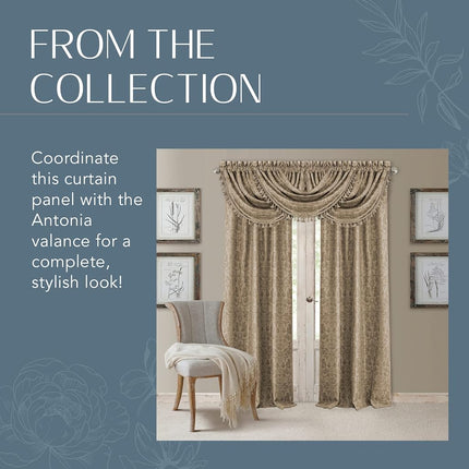 Elrene Home Fashions 20862ELR Antonia Blackout Rod Pocket/Back Tab Window Curtain Panel,Taupe,52" X 108