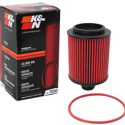 K&N Oil Filter - High Performance-Series compatible with Alfa Romeo, Chrysler, Fiat & Lancia (HP-7050), Red