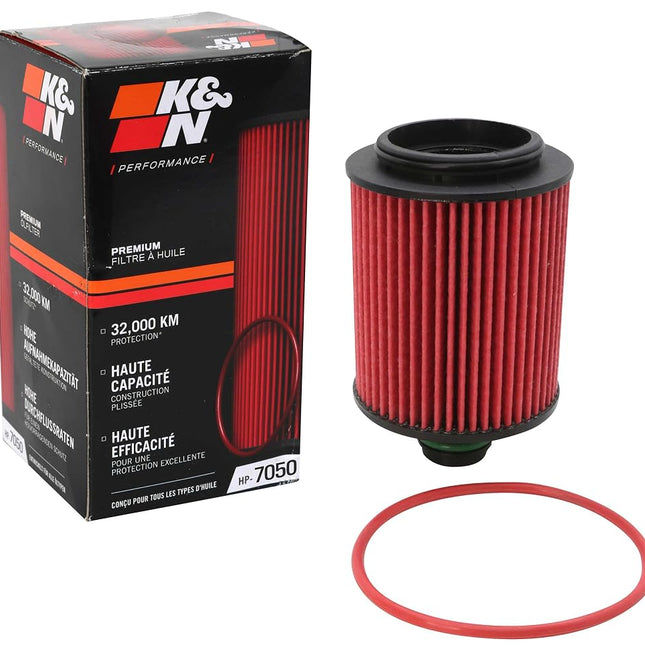 K&N Oil Filter - High Performance-Series compatible with Alfa Romeo, Chrysler, Fiat & Lancia (HP-7050), Red