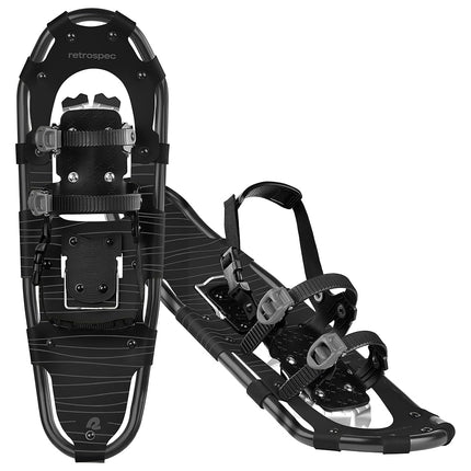 Retrospec Drifter Snowshoe for Men & Women - Aluminum Frames & a Double-Rachet Binding System - Lightweight All Terrain Snow Shoes with Heel Lifters & Pivot System - 30" Black Ice