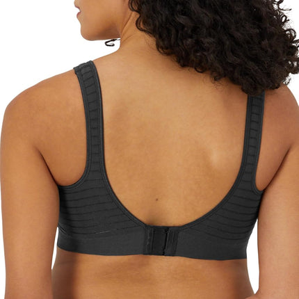 Bali Women's Wireless, Comfort Revolution Seamless Bra, ComfortFlex Fit, Moisture-Wicking, Black Stripe, L