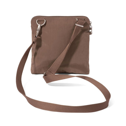 Baggallini Securtex Anti-Theft Crossbody 8.25" Small / 10" Large Travel Purse with RFID Card Slots & Cut-Resistant Strap, Portobello, Small 8.25"w x 8.25"h
