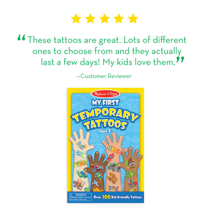 Melissa & Doug Mes Premiers Tatouages Éphémères : Aventure, Créatures, Sports et Plus Encore (Plus de 100 Tatouages Adaptés aux Enfants)