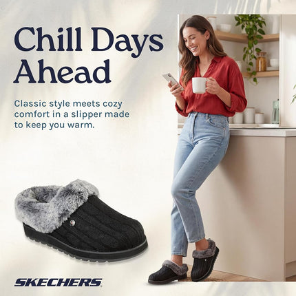 Skechers Women's Keepsakes ICE Angel Slipper, Black-Grey, 2.5 UK