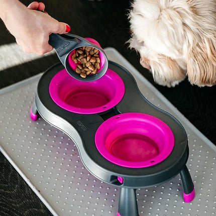 Dexas Pets Collapsible KlipScoop Collapsible Dry Dog Food Scoop and Dog Food Bag Clip, 1 Cup Capacity, Fuchsia
