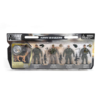 Sunny Days Entertainment Elite Force Army Ranger Action Figures – 5 Pack Military Toy Soldiers Playset | Realistic Gear and Accessories