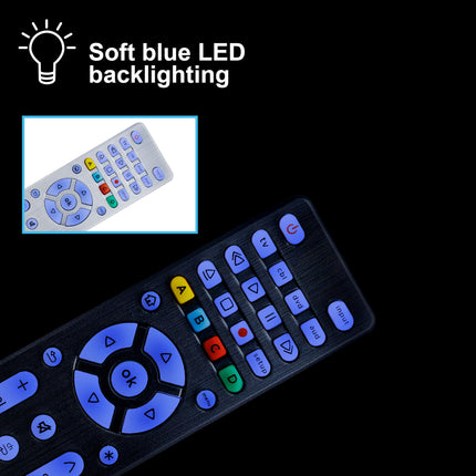 Control remoto universal GE de 4 dispositivos - Botones retroiluminados, reemplazo para Samsung, LG, Vizio, Sony, Roku y Apple TV, plateado, 48844