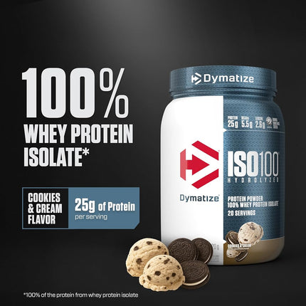 Dymatize Iso-100 Hydrolyzed Whey Protein Isolate 20 Serves Cookies & Cream 640 gram