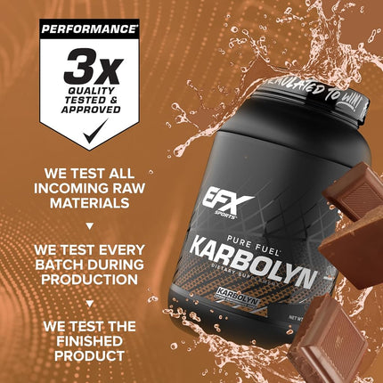 EFX Sports Karbolyn Fuel Complex Carbohydrate Post Workout & Pre Workout Powder Clinically Tested Intense Energy Supplement Shake,Chocolate Overload (4 LB 4.8 OZ)