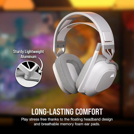 Corsair HS80 MAX WIRELESS Multiplatform Gaming Headset with Bluetooth – Dolby Atmos – Broadcast Quality Microphone – iCUE Compatible – PC, Mac, PS5, PS4, Mobile – White