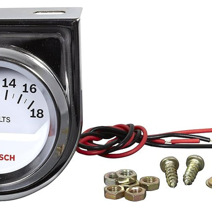 Bosch SP0F000043 Style Line 2" Electrical Voltmeter Gauge (White Dial Face, Chrome Bezel)