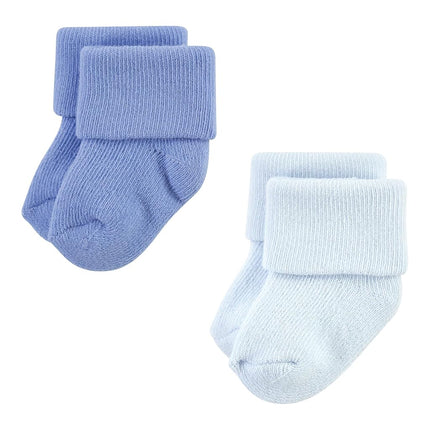 Hudson Baby Unisex Baby Cotton Rich Newborn and Terry Socks, Solid Blue Gray, 0-6 Months, Solid Blue Gray 8 Pack Terry, 0-6 Months