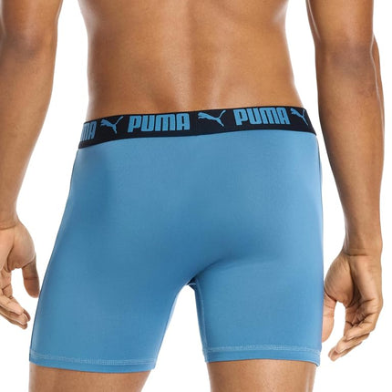 PUMA Men's 4 Pack Active Stretch Boxer Briefs, Blue Combo, S