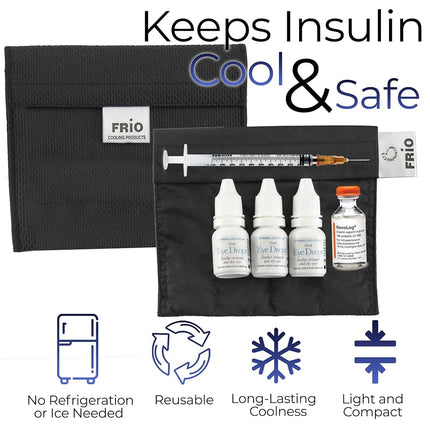 FRIO Extra Small Insulin Cooling Case - Eye Drop Holder - GLP-1 Pills Wallet - TSA Approved