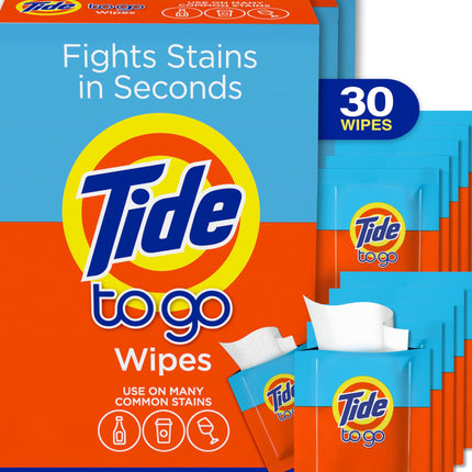 Tide To Go Stain Remover Wipes for Clothes, Instan