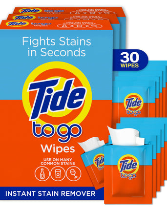 Tide To Go Stain Remover Wipes for Clothes, Instan