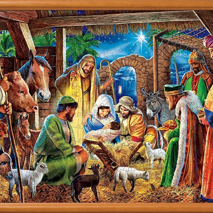 MasterPieces Holiday EZ Grip Extra Large Jigsaw Puzzle, Away in a Manger, Featuring Art by Steve Crisp, 300 Pieces