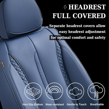 Coverado Car Seat Cover Front Seats, Blue Seat Covers Front Seats, Nappa Leather Waterproof, Car Seat Cushion, Car Seat Protector Universal Fit Most Cars