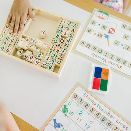 Melissa & Doug Deluxe Wooden Stamp Set - ABCs 123s