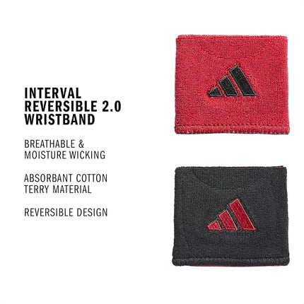 adidas Interval Reversible Wristband, Black/Team Power Red/2, One Size