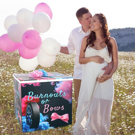 AmazingSpark 28in Giant Gender Reveal Gift Box Kit, Burnouts or Bows