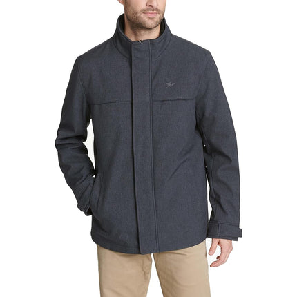 Dockers Men's Soft Shell Stand Collar Car Coat Bib Jacket, Midnight Heather, S