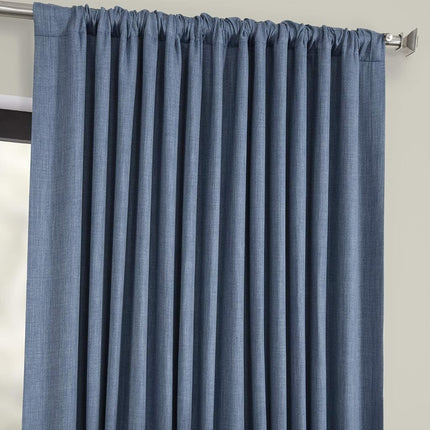 HPD Half Price Drapes Faux Linen Room Darkening Curtains - 120 Inches Long Extra Wide Luxury Linen Curtains for Bedroom & Living Room (1 Panel), 100W X 120L, Denim