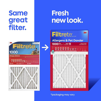 Filtrete 14x30x1 Air Filter, MPR 1000, MERV 11, Micro Allergen Defense 3-Month Pleated 1-Inch Air Filters, 2 Filters