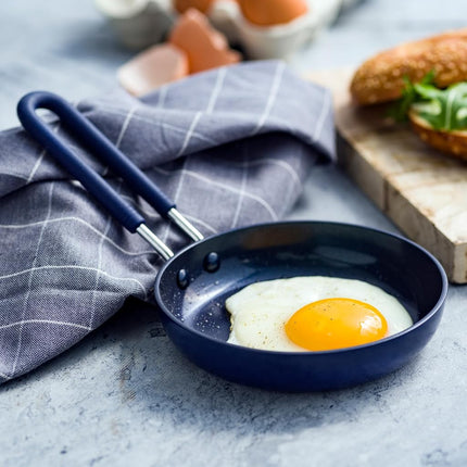 Blue Diamond Cookware Mini Egg Fry Pan Skillet, Diamond Infused Healthy Ceramic Nonstick, PFAS & PFOA-Free, Dishwasher Safe, Oven Safe, Even Heating, Easy Clean, Warp Control, Blue
