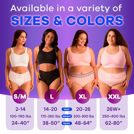 Always Discreet, Incontinence & Postpartum Underwear for Women, Size Large, Maximum Absorbency, Disposable, Large, 17 Count