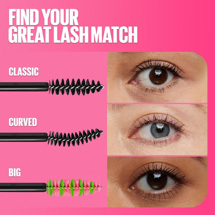 Maybelline Great Lash BIG Washable Mascara, Volumizing, Thickening, Lengthening Mascara, Brownish Black, 1 Count