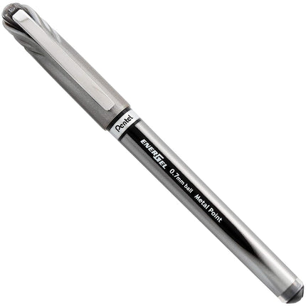 Pentel EnerGel NV Liquid Gel Pen, 0.7mm, Medium Line Capped, Metal Tip, Black Ink, Box of 12 (BL27-A)