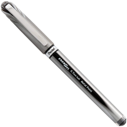 Pentel EnerGel NV Liquid Gel Pen, 0.7mm, Medium Line Capped, Metal Tip, Black Ink, Box of 12 (BL27-A)