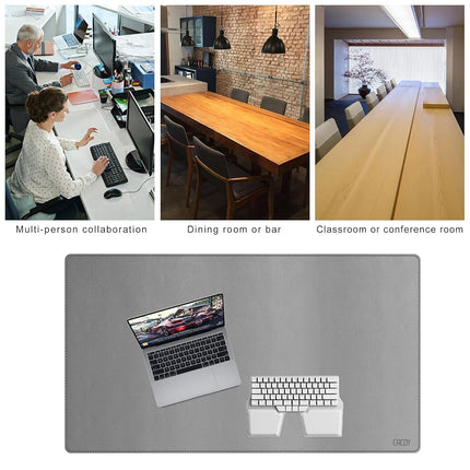 Cacoy 100x60cm PU Leather Desk Mat on Top of Desk, Computer Desk Pad for Keyboard and Mouse Writing Mat for Office and Home (Grey)