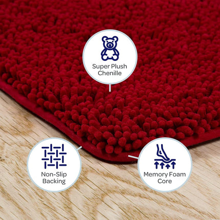 Bedford Home 2-Piece Memory Foam Shag Bath Mat Set, Burgundy