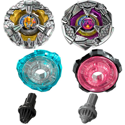 Beyblade X and Transformers Collab, Bumblebee 3-60GP vs. Shockwave 5-80O, 2 Takara Tomy Tops, 2 Launchers, Battling Top Game Toys, Ages 8+