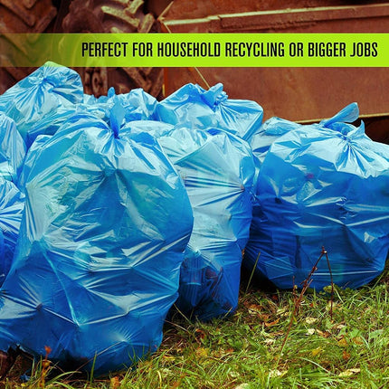 Aluf Plastics H-RBL65 65 Gallon Blue Trash Bags - (Pack of 50) - 2.0 MIL (Equivalent) - Garbage or Recycling Bags 50" x 68" - Large Plastic Can Liners - for Industrial, Home, Contractor, Recycling