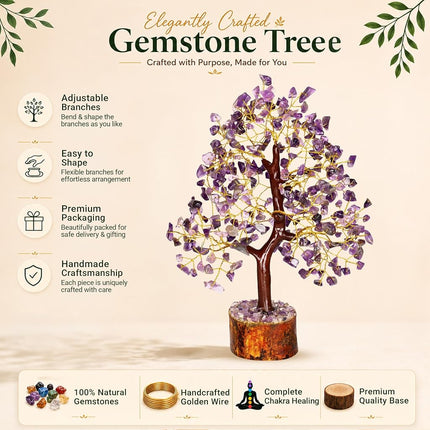 PYOR Amethyst Crystals, Artificial Tree, Money Trees, Crystals and Stones, Desk Decorations for Women Office, Feng Shui Decor, Spiritual Gifts for Women, Meditation Crystals, Housewarming Gifts