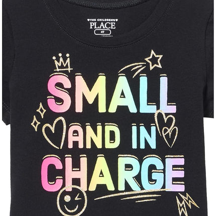 The Children's Place T-shirts graphiques assortis à manches courtes pour bébés filles et tout-petits, lots multiples, Sassy Pants/in Charge, 5T