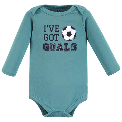 Hudson Baby unisex-baby Cotton Long-sleeve Bodysuits, Sports Stripes, 6-9 Months