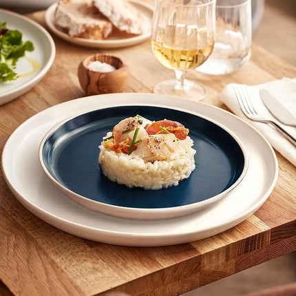Emile Henry Everyday Collection Ceramic 11" Dinner Plate, Ocean & Cream