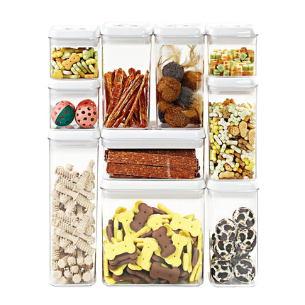 Felli Flip Tite Storage Container with Lid 4” RECTANGULAR Airtight Ring Flip Top, Stackable Kitchen Counter Pantry Organizer Acrylic Canister Jar for Pasta Spaghetti Cereal Granola Coffee (1.9qt)