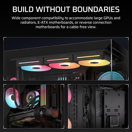 CORSAIR 3500X LX-R RGB iCUE LINK Panoramic Mid-Tower PC Case – 3x Pre-Installed LX120-R RGB Fans, Includes iCUE LINK System Hub, GPU Anti-Sag Arm, Fits up to 10x 120mm Fans – Black