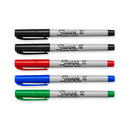 Sanford Sharpie Ultra Fine Point Permanent Markers 5/Pkg-Red, Blue, Green & 2 Black,Packof1,