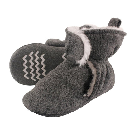 Hudson Baby Baby Cozy Sherpa Booties with Non Skid Bottom, Heather Charcoal, 4T