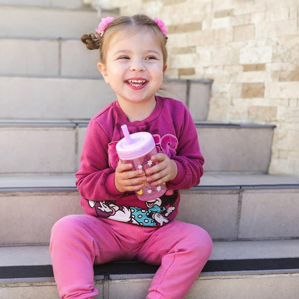 Zak Designs Toddler Cups for Travel or at Home, 15oz 2-Pack Durable Plastic Sippy Cups with Leak-Proof Design is Perfect for Kids (Sweet Berry, Lemon Zest)